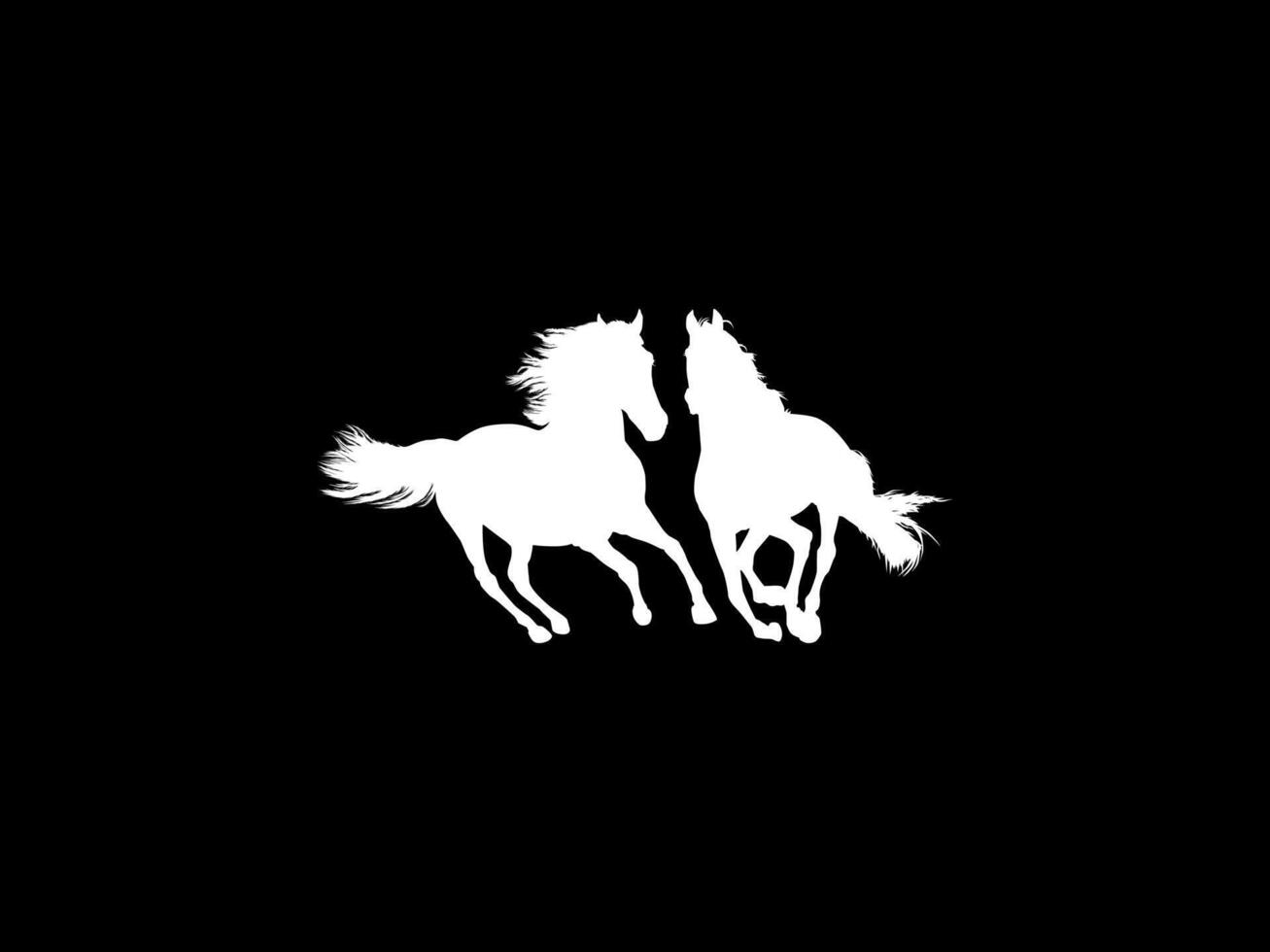 Pair Horse Silhouette, flat style, can use for Logo Gram, Art Illustration, Emblem, Pictogram, Apps, Website or Graphic Design Element vector