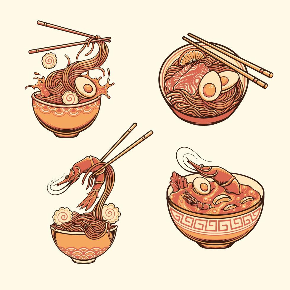 Japanese ramen illustration design vector