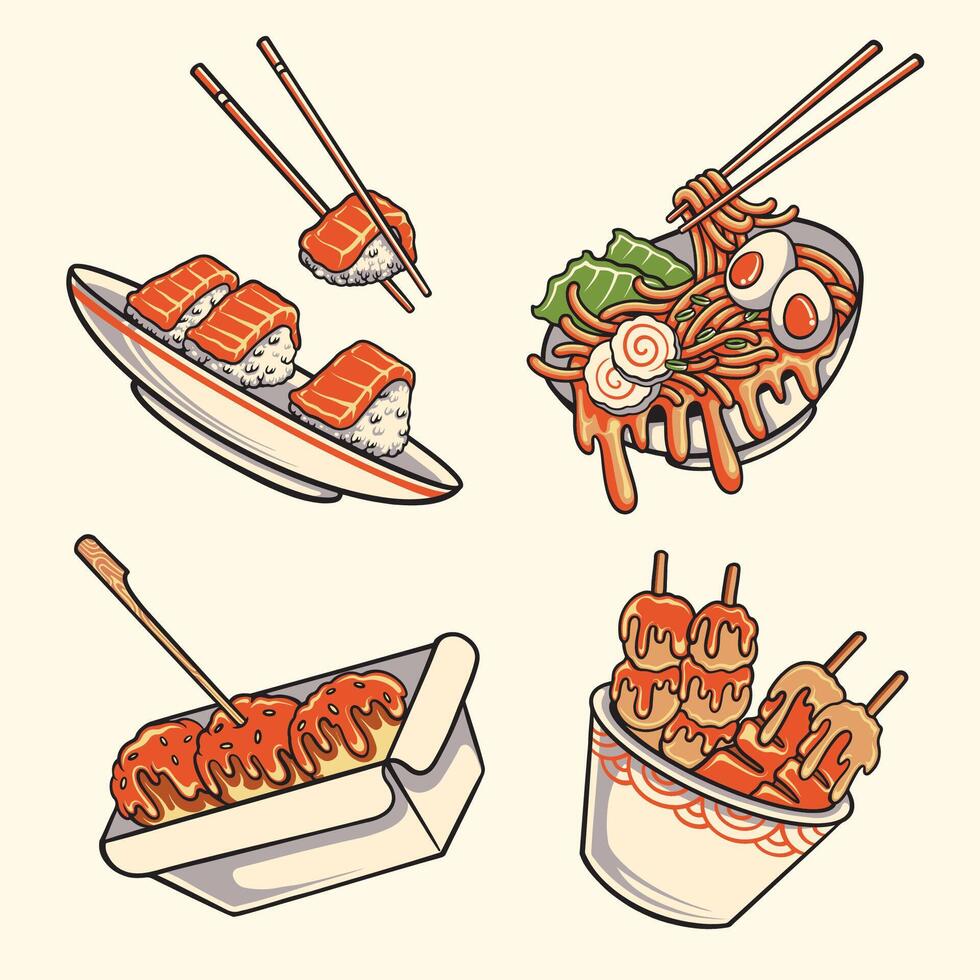 Japanese sushi food illustration design vector
