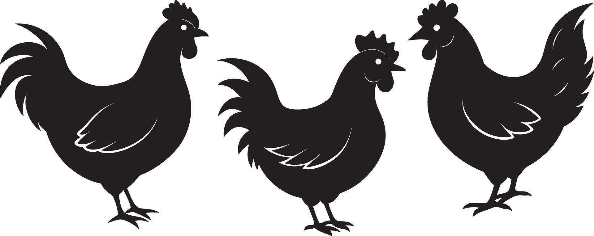 Elegant Black Hen Silhouette Design for Modern Farmhouse Decor and Culinary Art vector