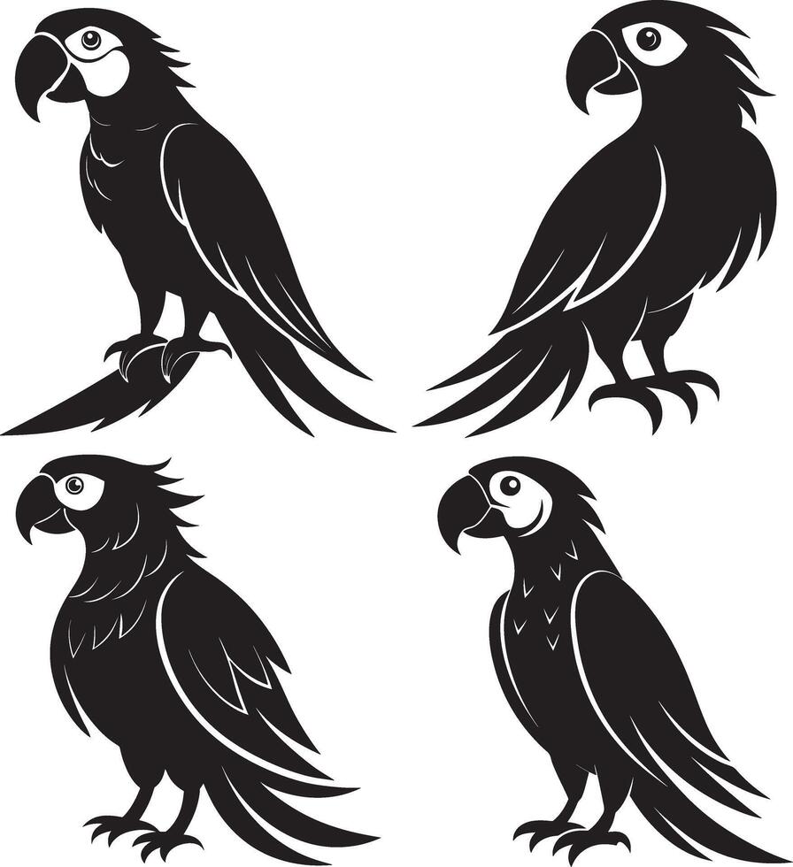 Elegant Black Silhouette Design of a Parrot Bird for Creative Projects vector