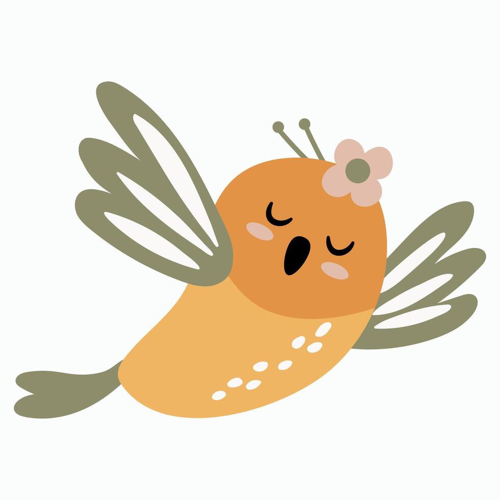 Cute hand drawn fairy bird vector