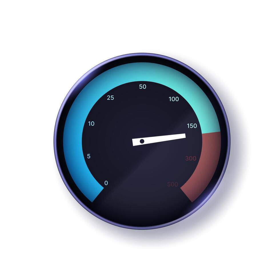 Dial of a futuristic internet speed meter web connection network bandwidth or information in the form of a speedometer. vector