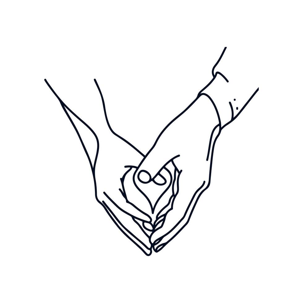 Two hands holding each other in a heart shape vector