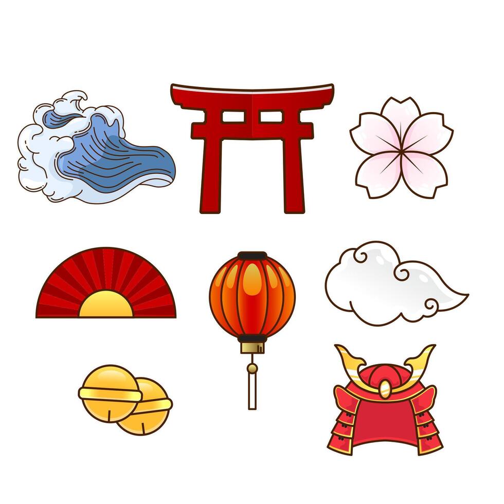 cute beautiful japanese icon illustration vector