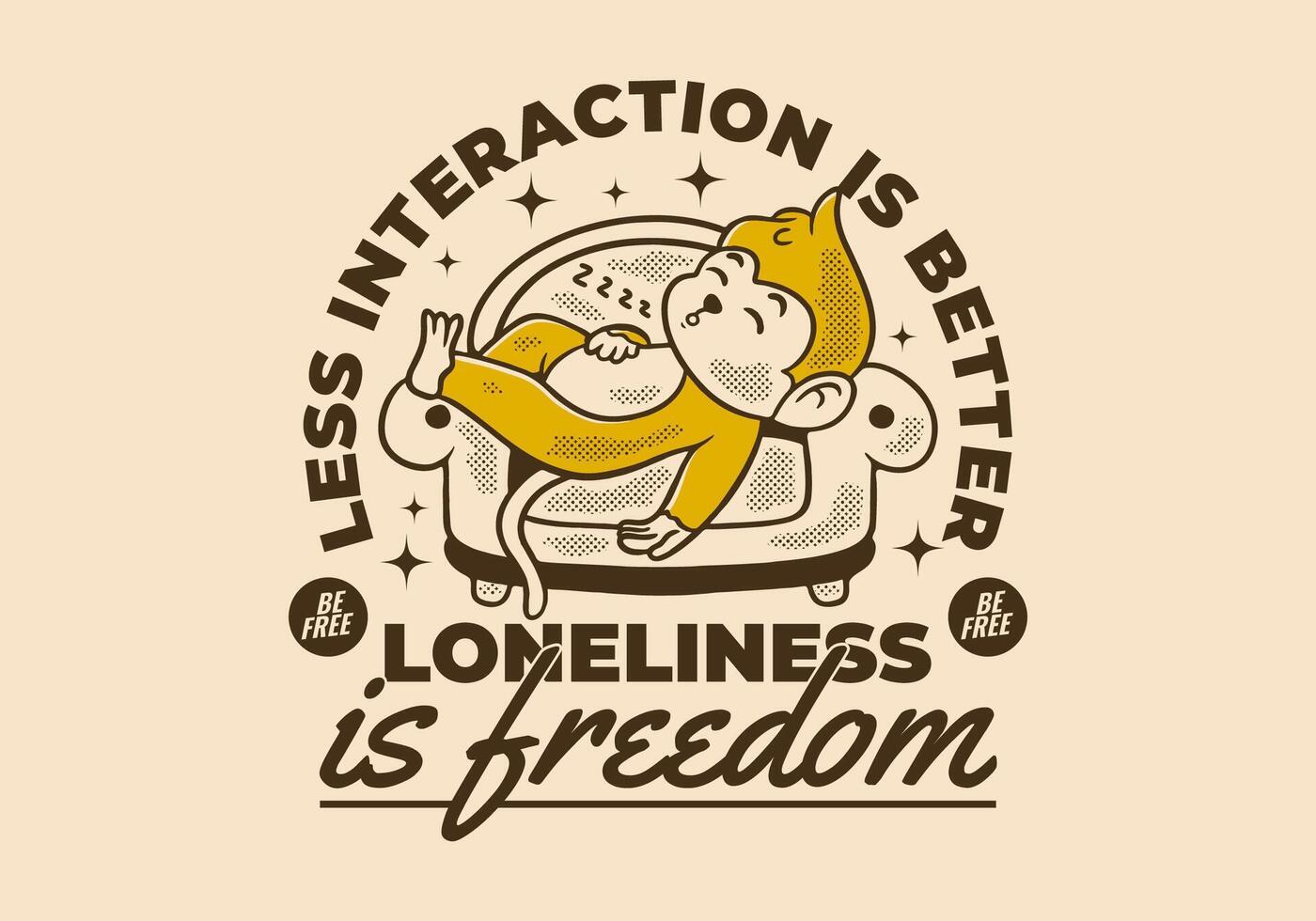 Less interaction is better. T-shirt design, Character design of monkey sleep on the sofa vector