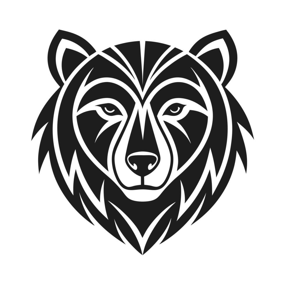 Stylized Bear Face Silhouette vector