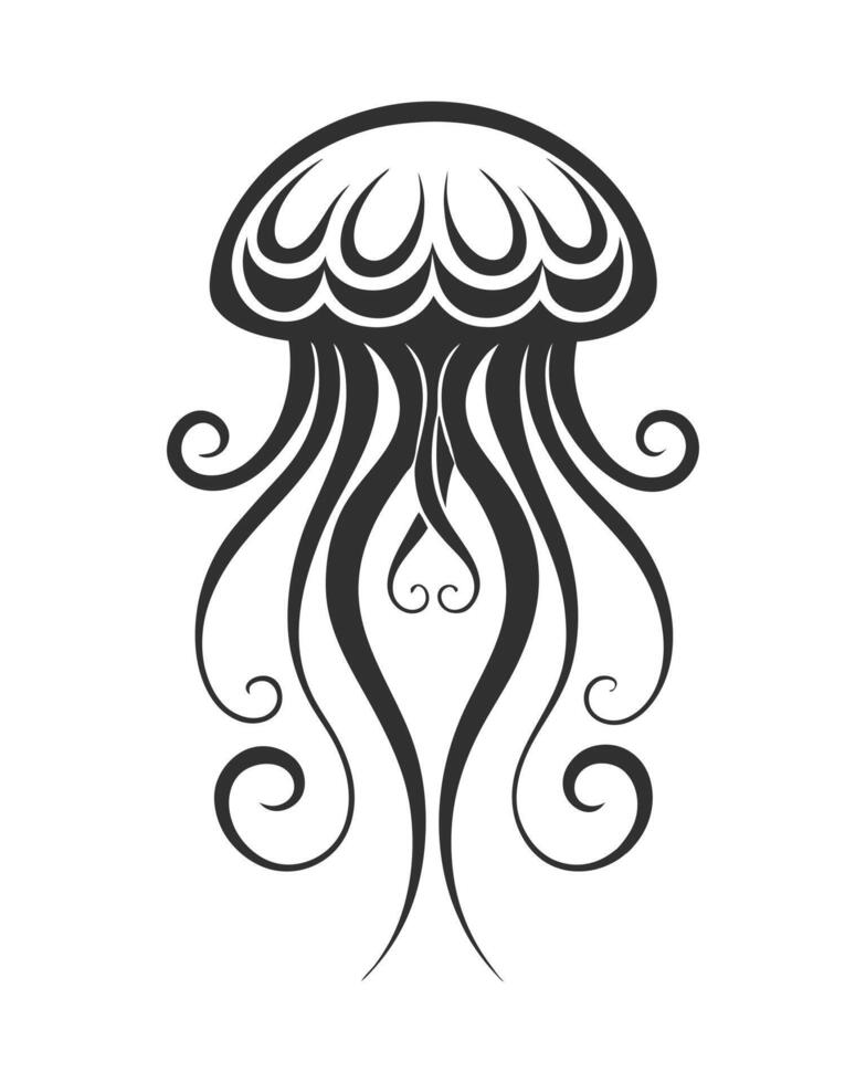 Curly Tentacle Jellyfish Design vector