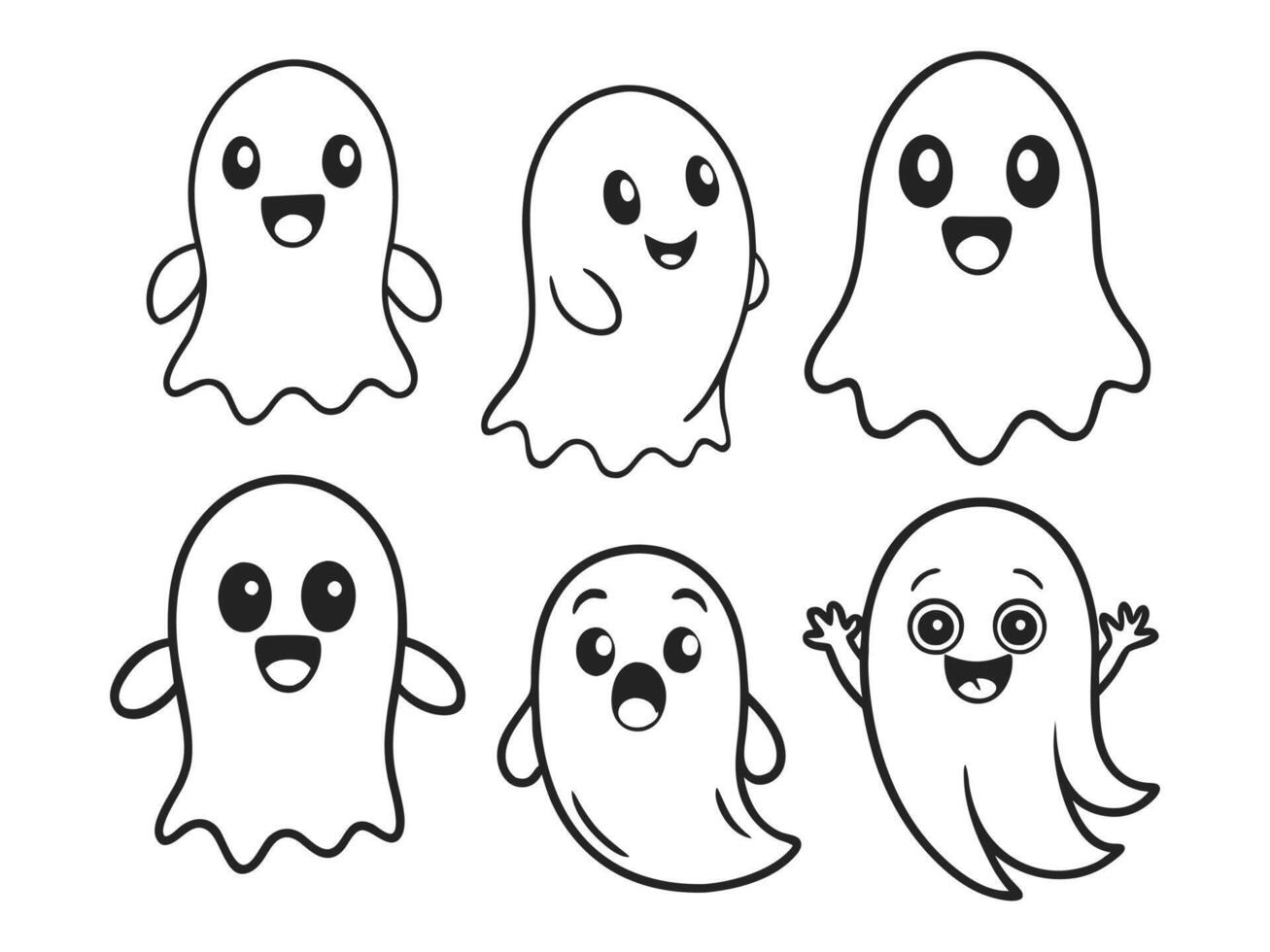 Friendly Ghosts Line Art Pack vector