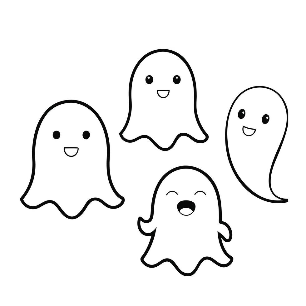 Adorable Cartoon Ghost Set vector