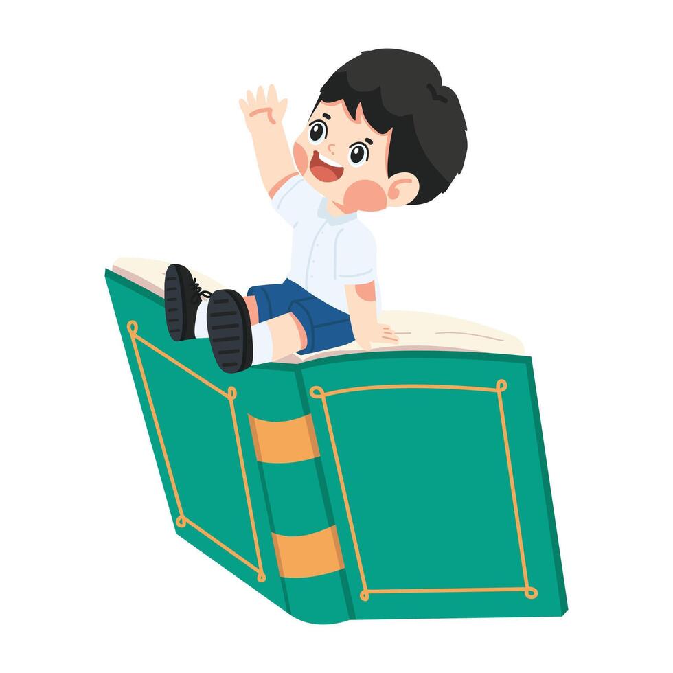 Boy Sitting on a Giant Book vector
