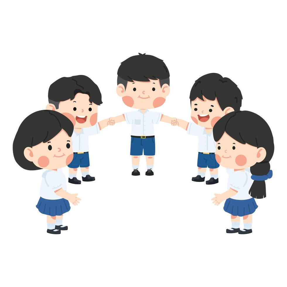 group of small kids playing ring around the rosy vector