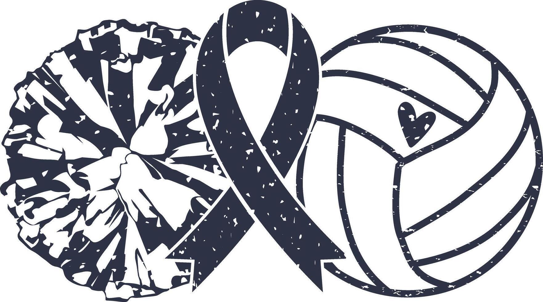 Volleyball Awareness and Pom, Cheerleading, Cheer Pom Poms, Volleyball Cut Files vector