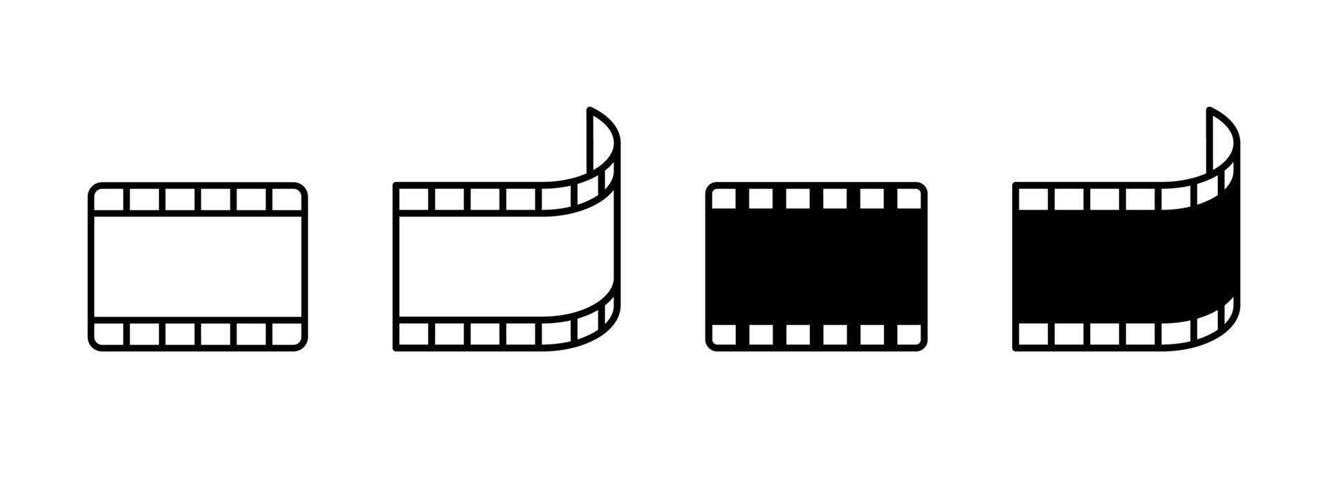 Film strip icon. Film frame symbol. tape illustration. Cinema movie sign. Photographic vintage film reel pictogram. Photo camera vintage equipment. Negative filmstrip concept. vector