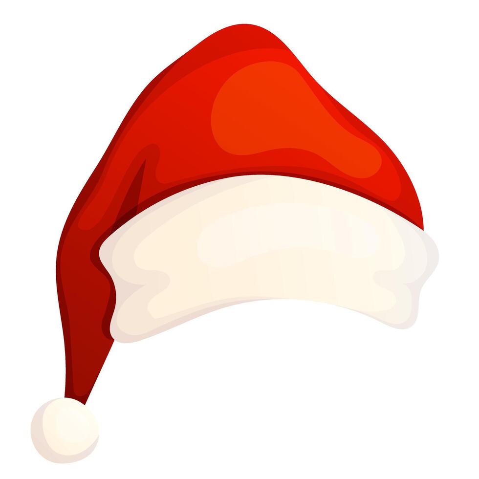 Santa Claus festive cartoon red hat. Happy holidays elements isolated on white. vector