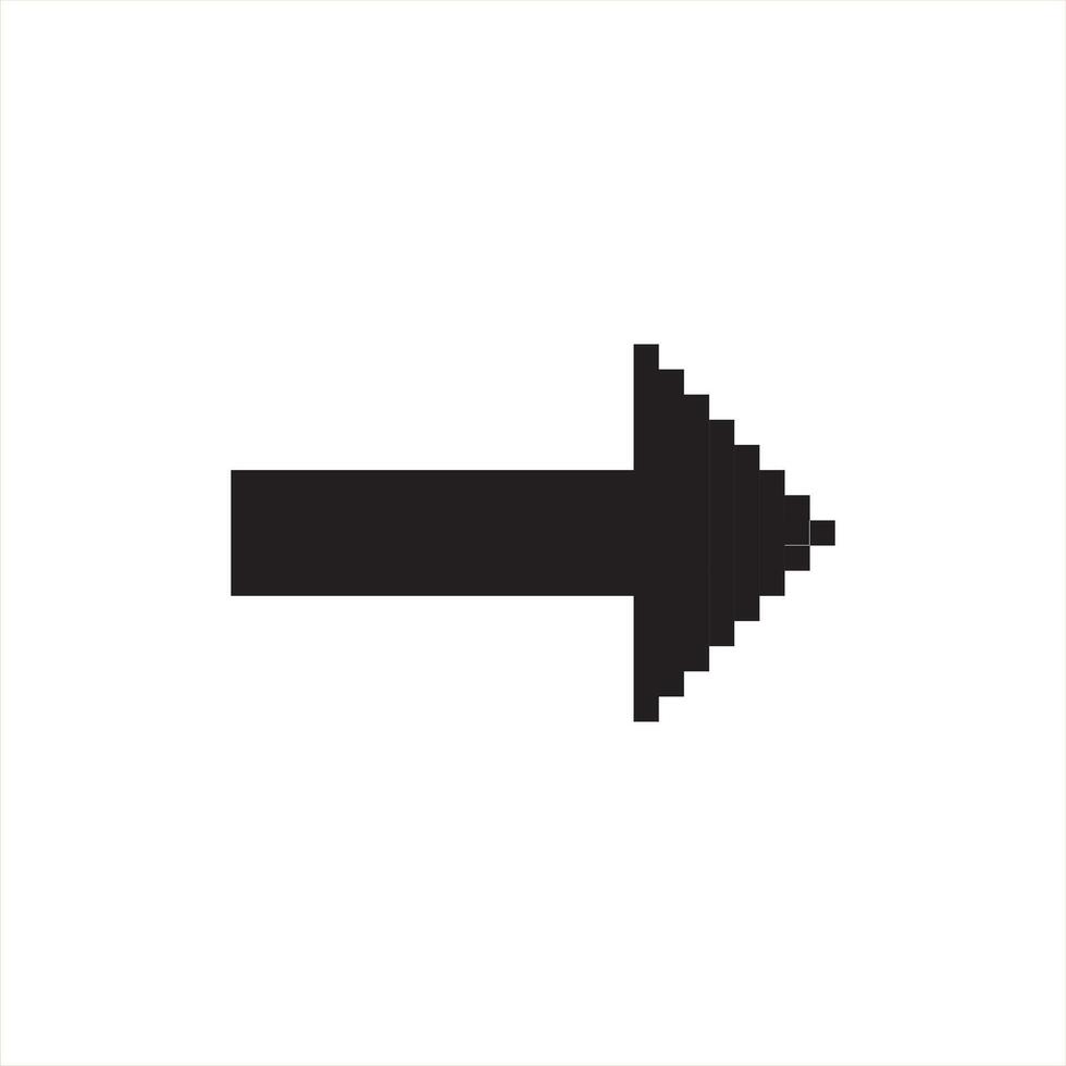 black pixel style arrow sign or button isolated on white for web design vector
