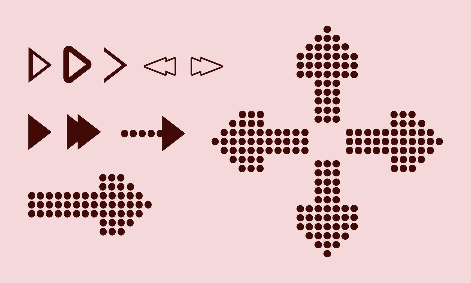 Arrow icons set in different styles vector
