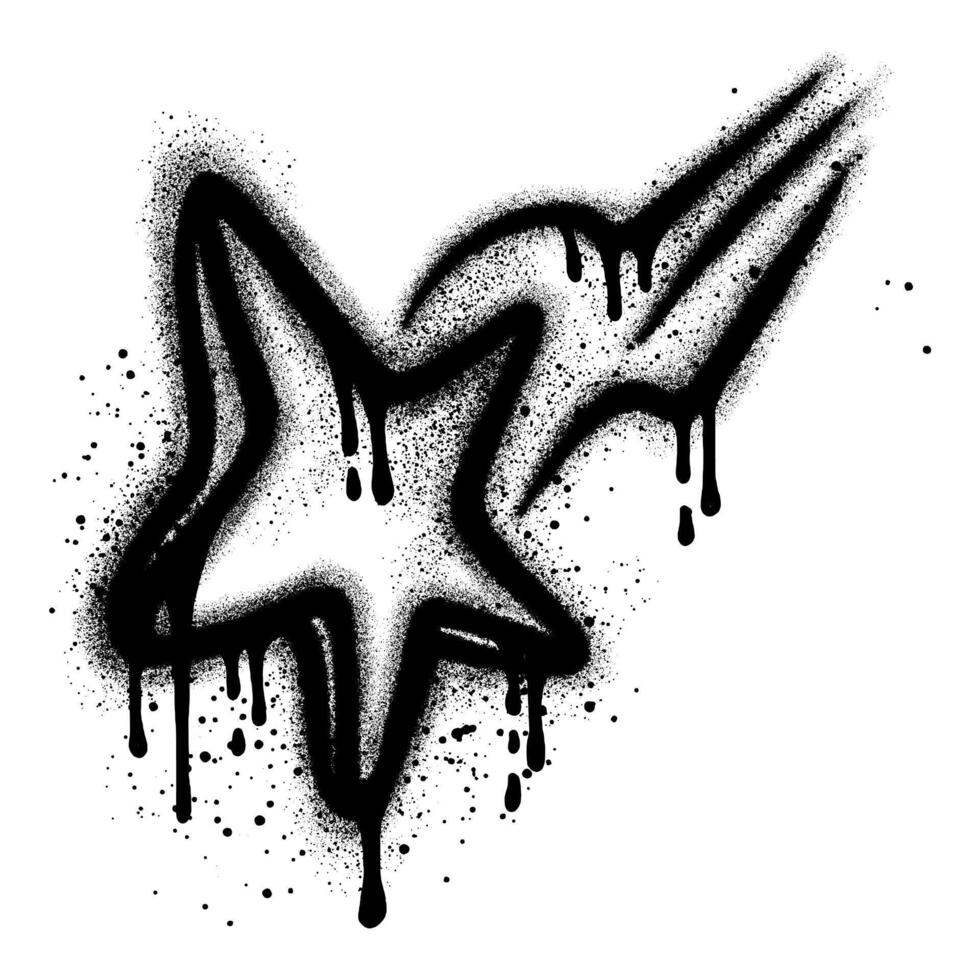 Star graffiti with black spray paint. vector