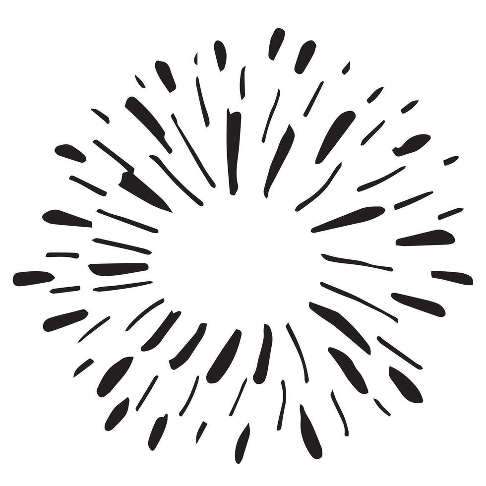 Vintage Sunburst Explosion Handdrawn Design Element Fireworks Black Rays vector