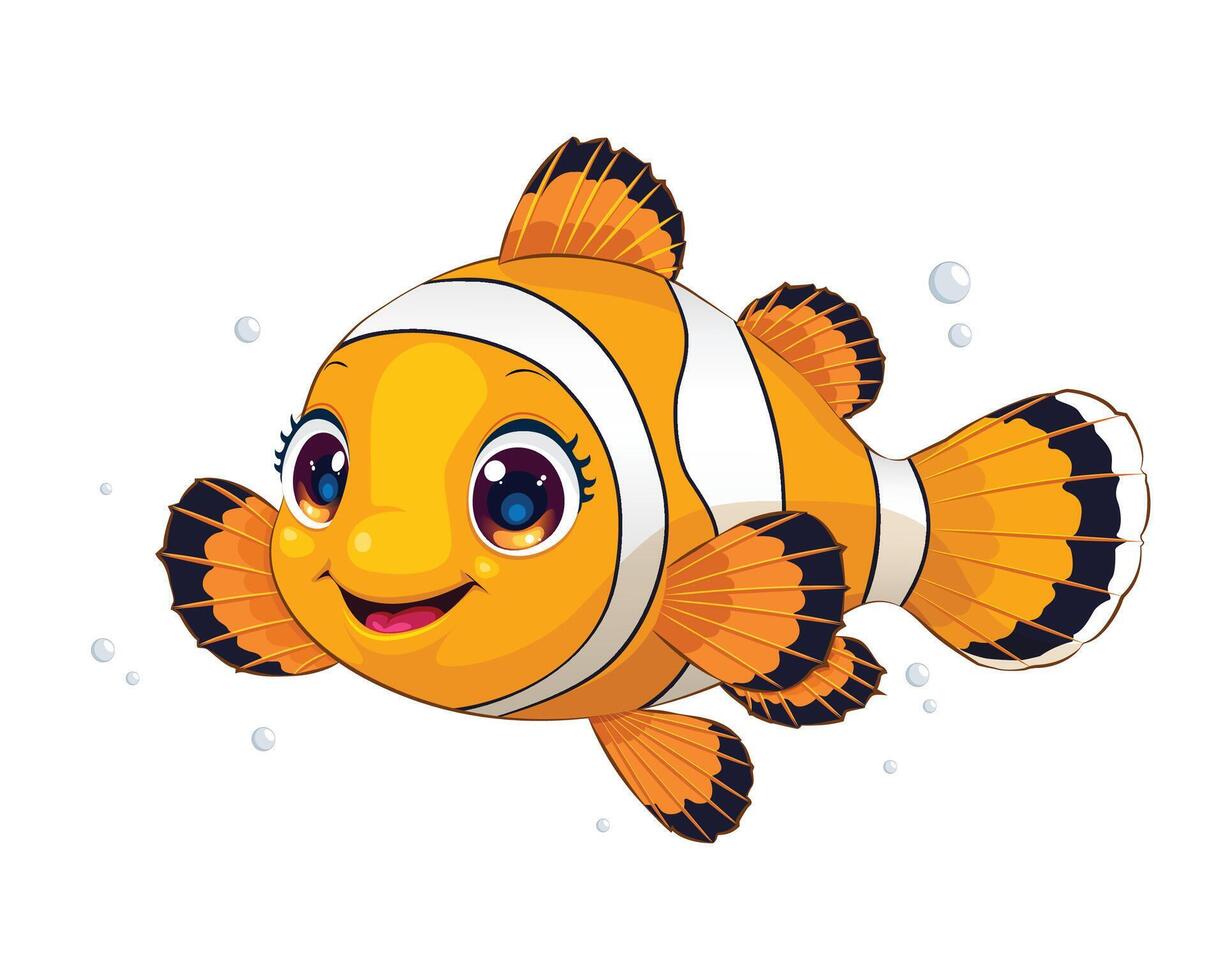 Cute Cartoonish Clownfish Adorable Sea Creature Illustration vector