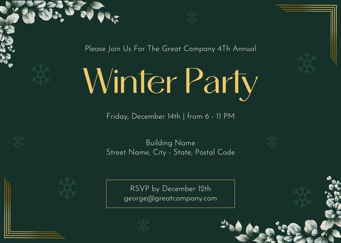 Winter Party Invitation template