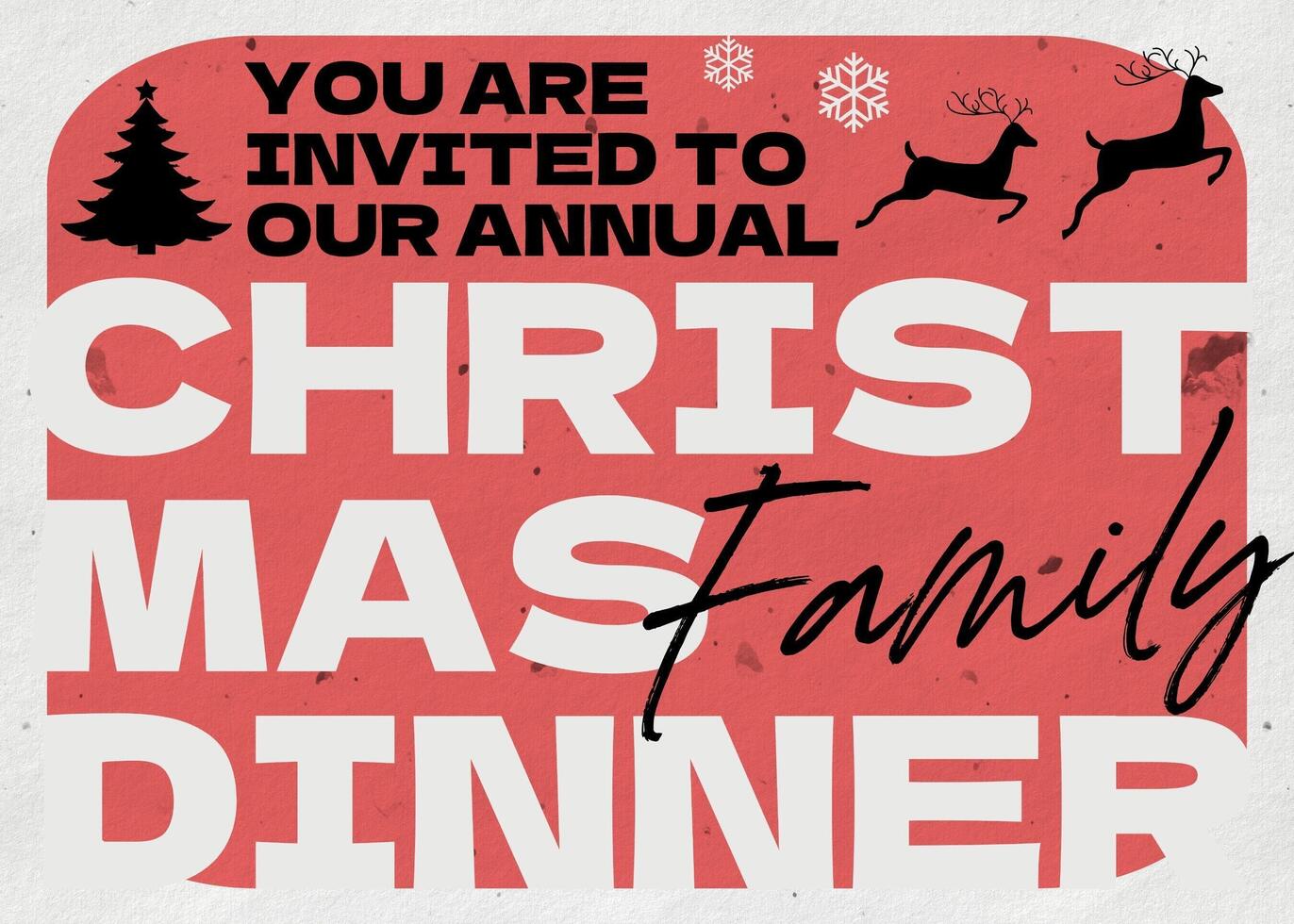 Minimalist Christmas Family Dinner Party Invitation Greeting Card template