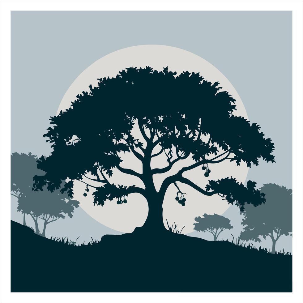 forest tree illustration art style vector