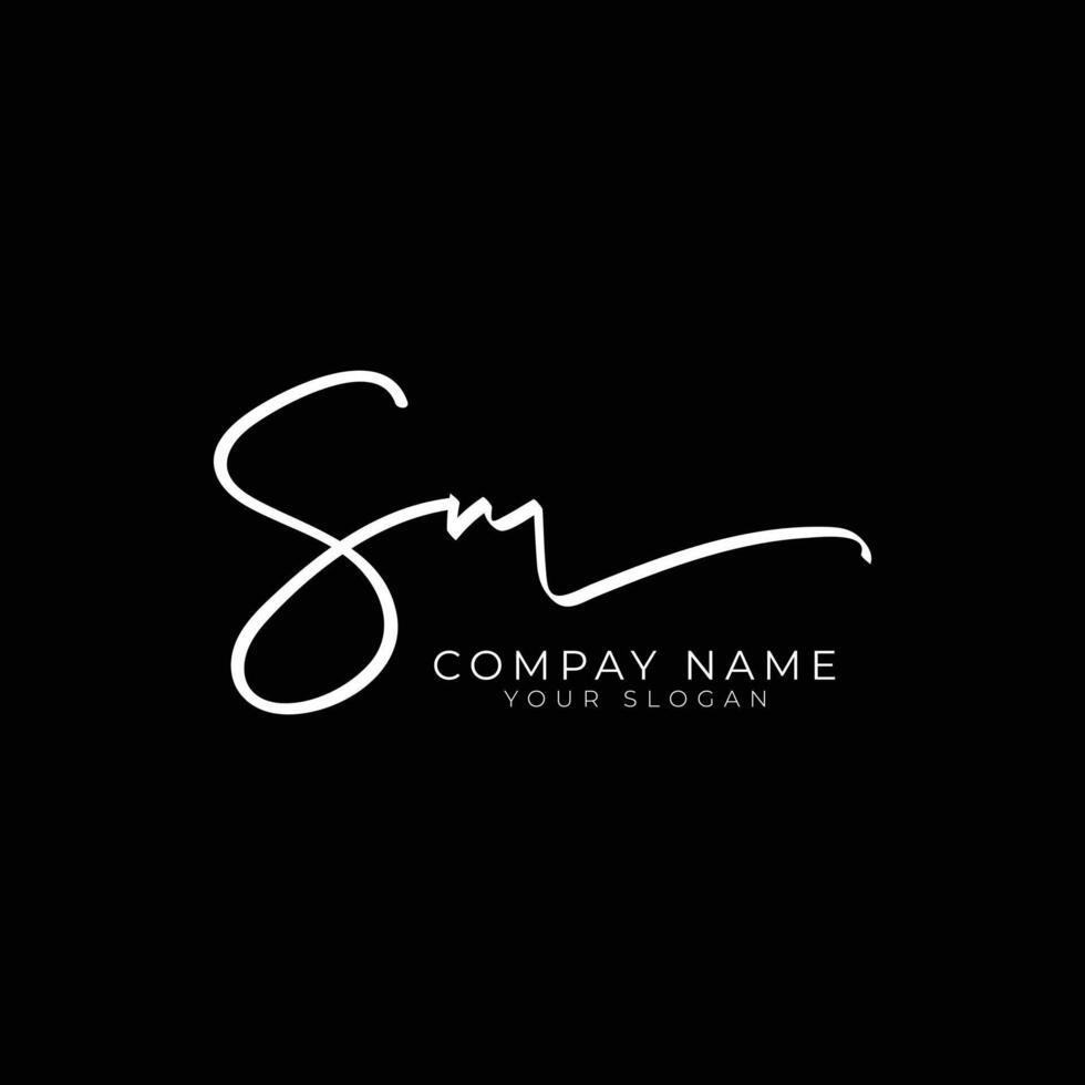 letter SM logo design handwriting signature template mark vector