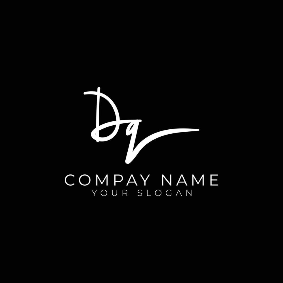 letter DQ logo design handwriting signature template mark vector