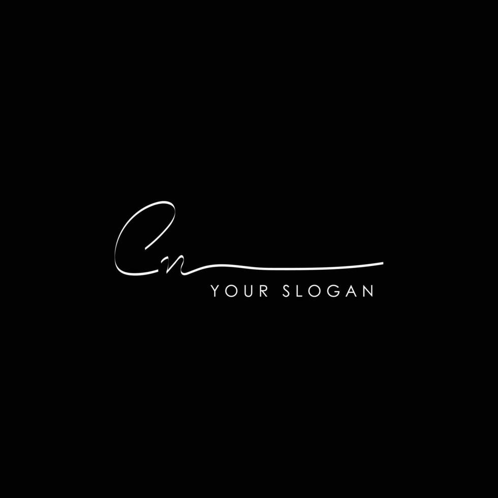letter c n logo design handwriting signature template icon vector