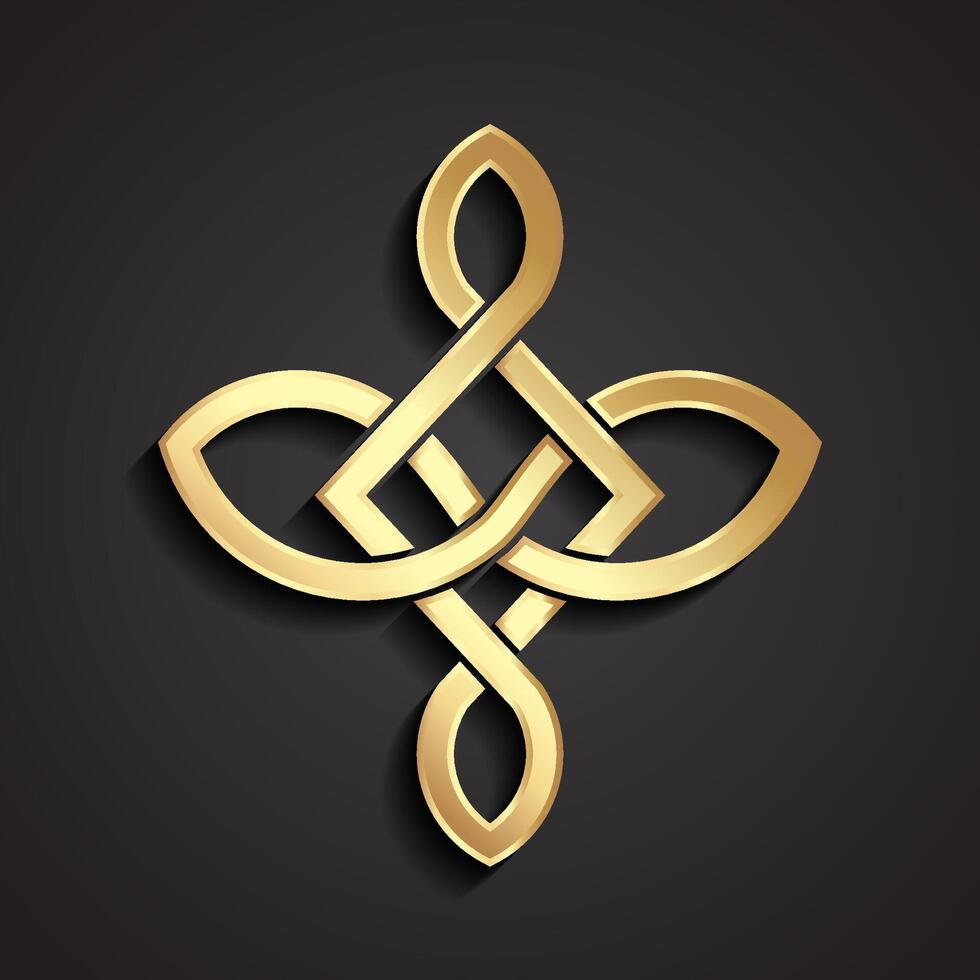 3d gold beautiful shape knot logo vector