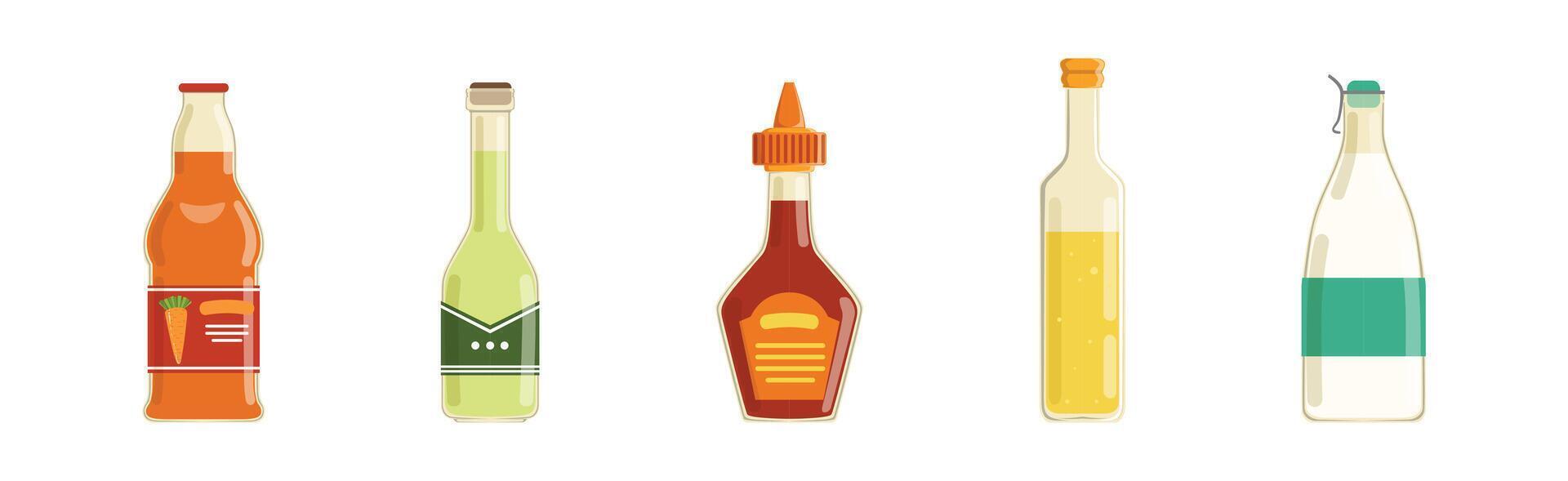 Different Liquid in Bottle as Market Product Set vector