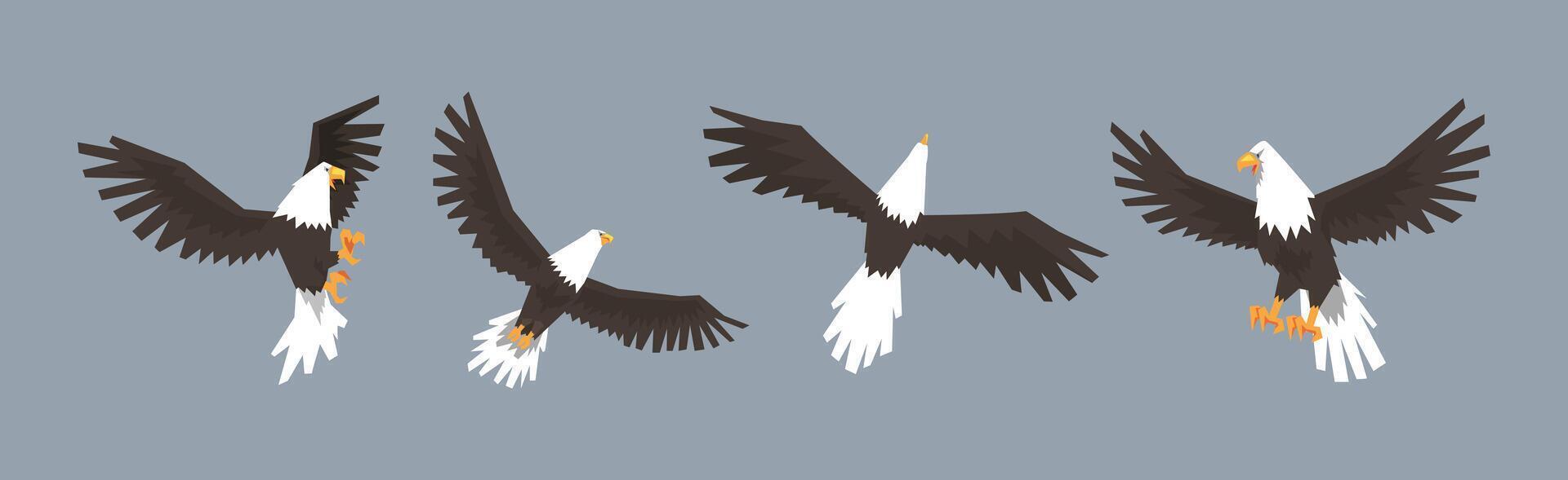 Eagle or Vulture Predatory Bird of Prey Set vector