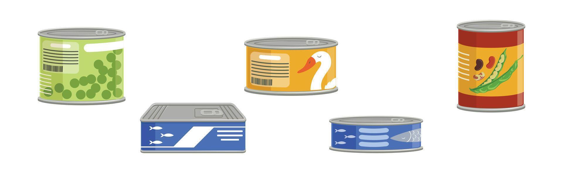 Different Market Product Object in Closed Container Set vector