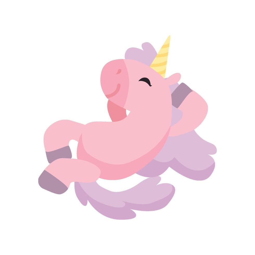 Beautiful Pink Unicorn, Cute Sleeping Magic Fantasy Animal Illustration vector