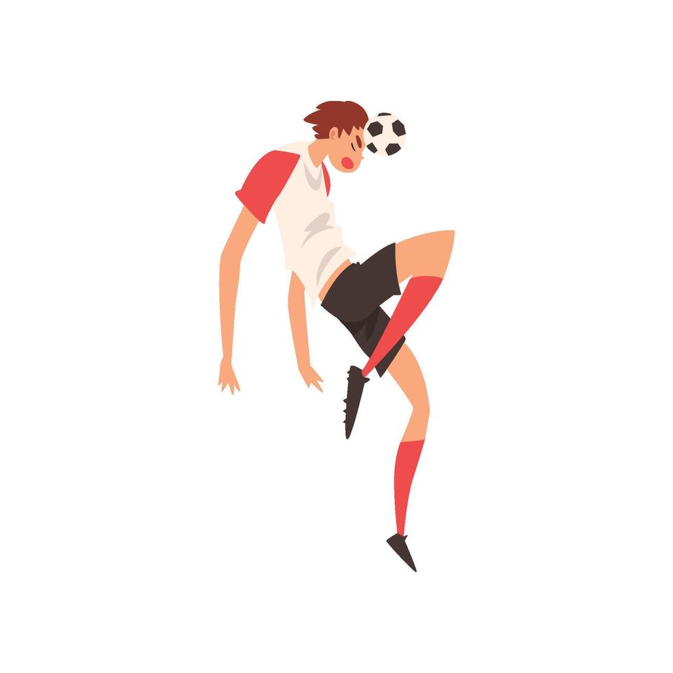 Soccer Player with Ball, Professional Football Player Character in Uniform Training and Practicing Soccer Illustration vector