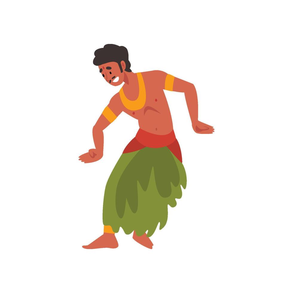 Young Man Performing Folk Dance, Indian Dancer in Traditional Clothes Illustration vector
