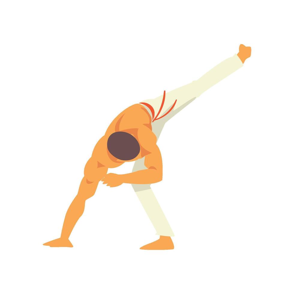 Male Capoeira Dancer Character Practicing Movement, Brazilian National Struggle Illustration vector