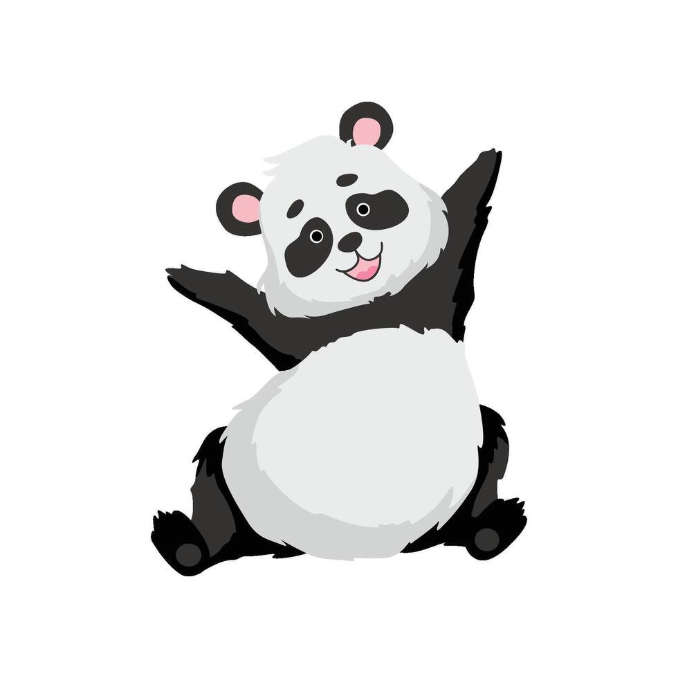 Cute Happy Baby Panda Bear, Funny Lovely Animal Character Illustration vector