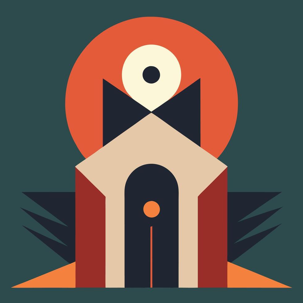 A house with a large eye on it vector