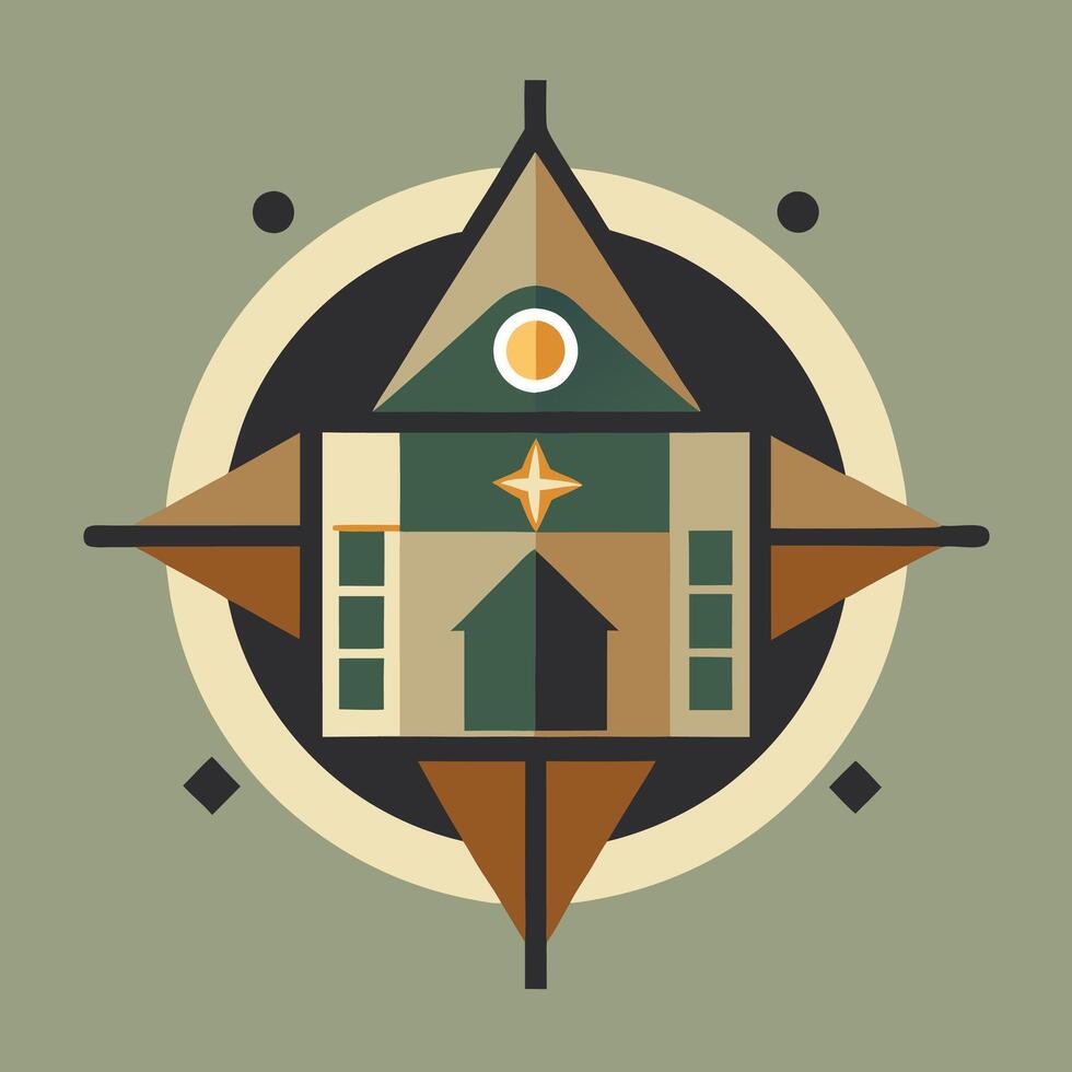 A house with a compass on it vector