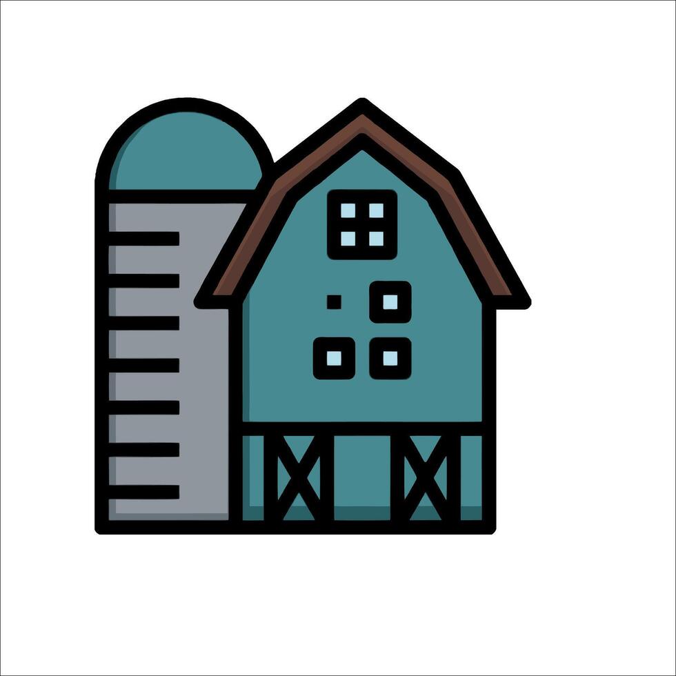 A blue house with a silo on top vector