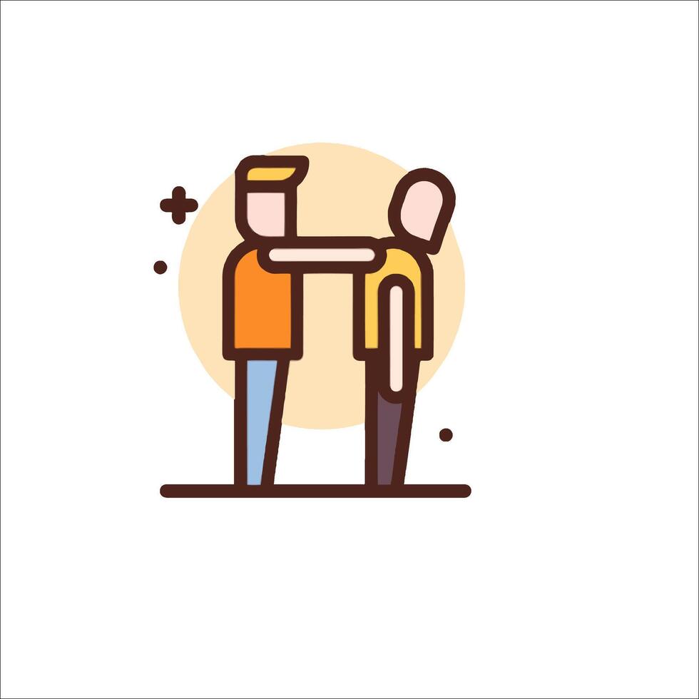 Two people are standing next to each other, one is holding the other's hand vector