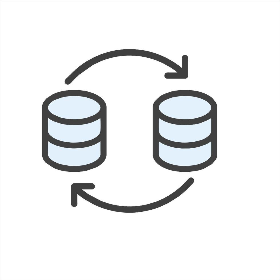 A line drawing of two servers with a circle around them vector