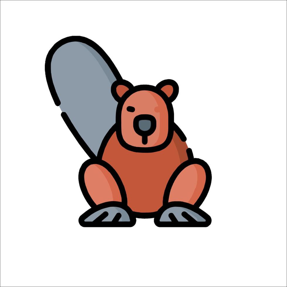 A cartoon beaver sitting on a rock vector