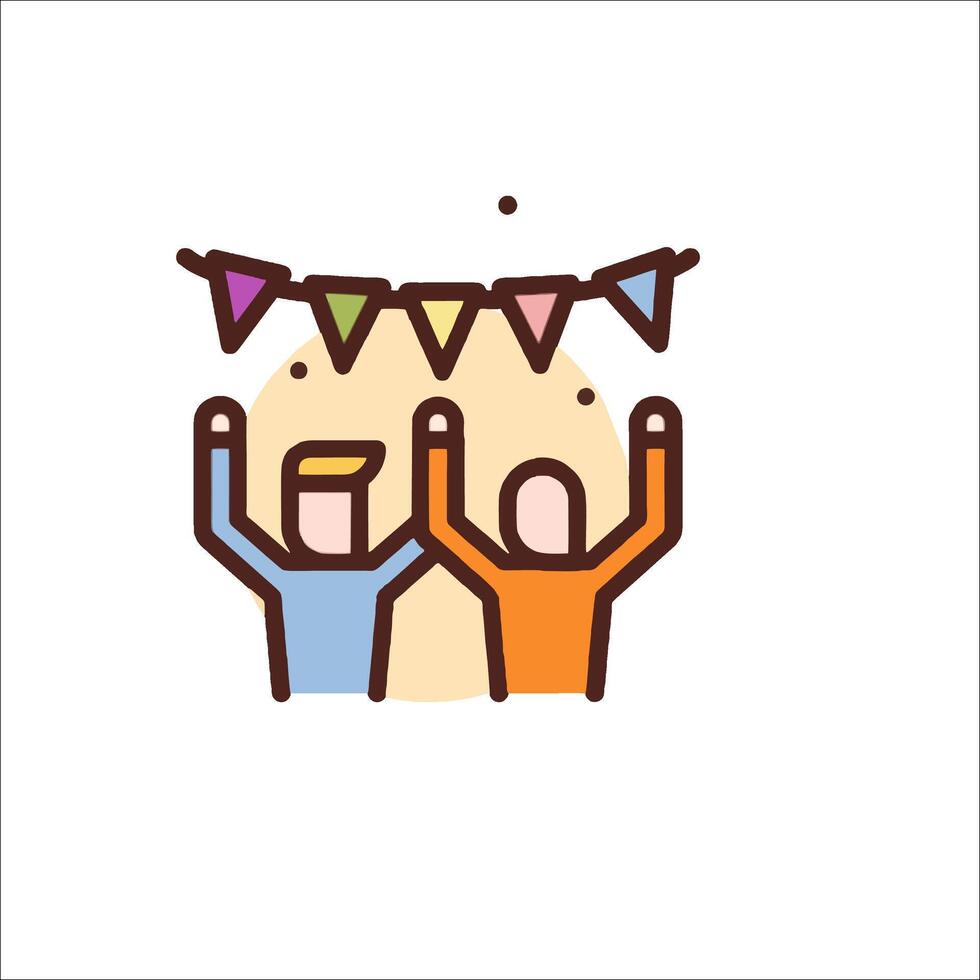 Two people are holding up a banner with bunting vector
