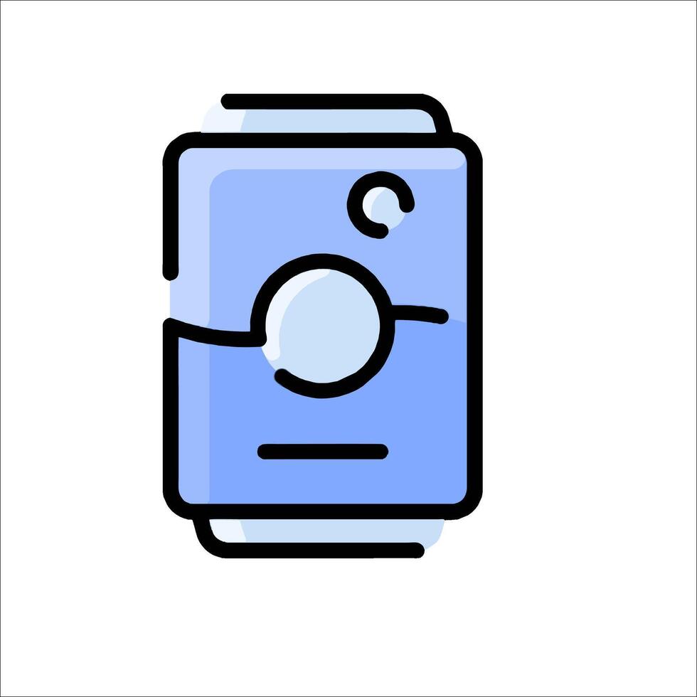 A blue and white icon of a phone vector