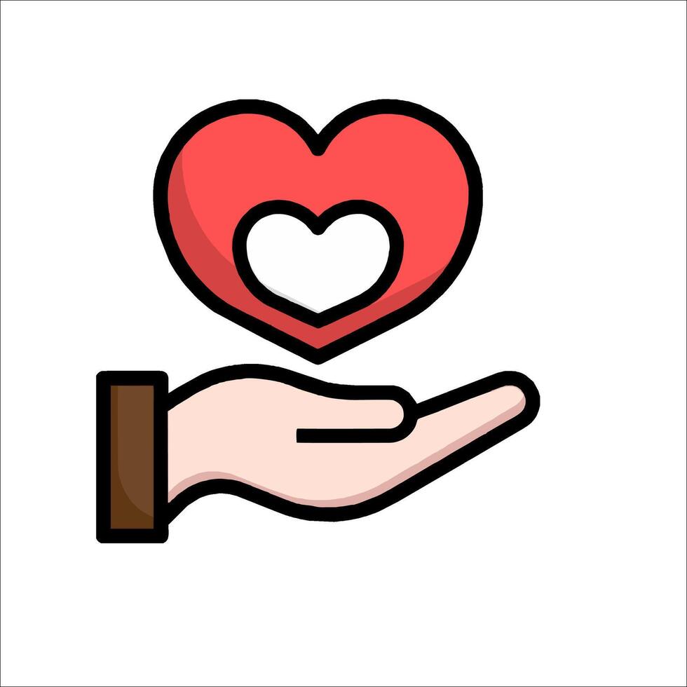 Hand holding a heart icon on a white background vector