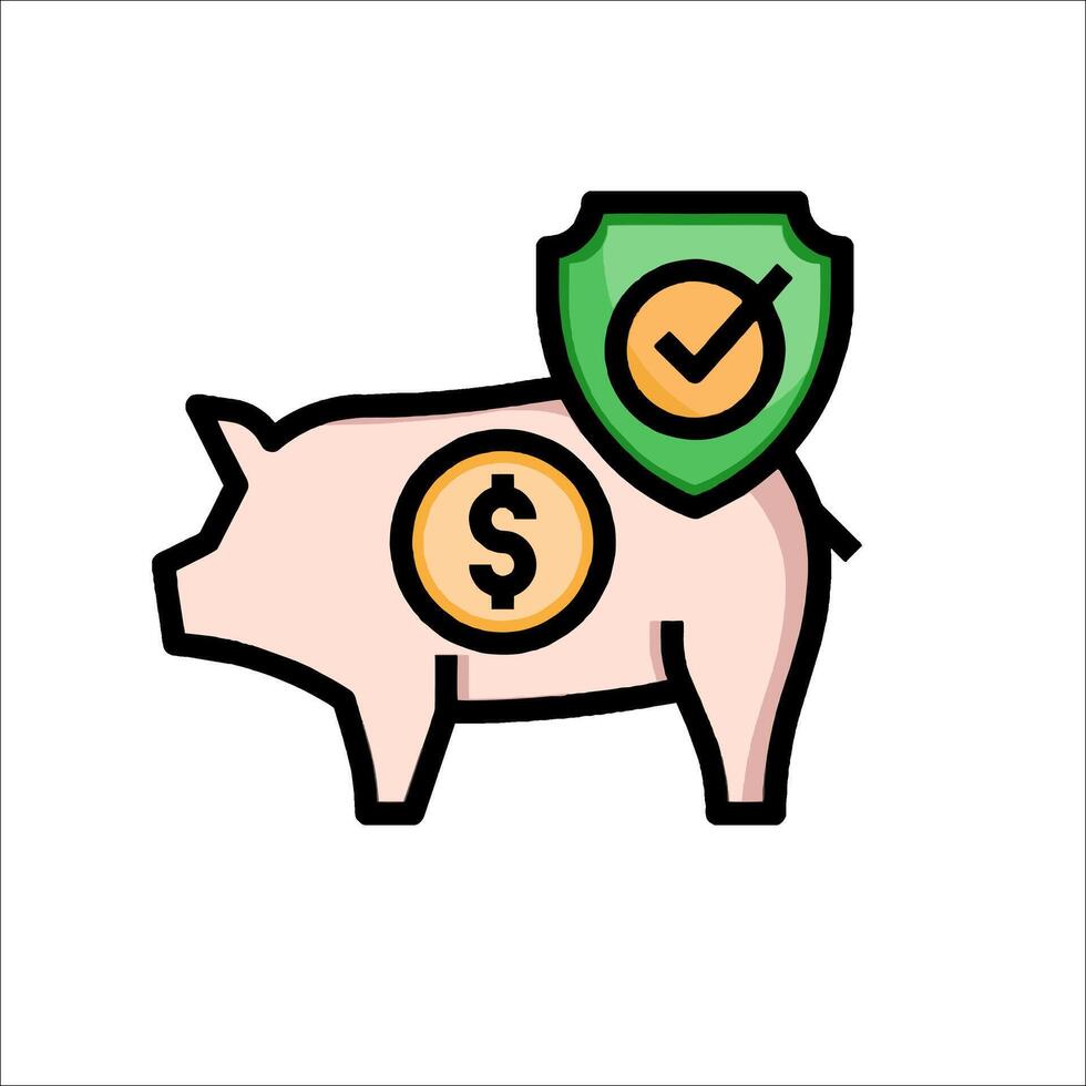 Piggy bank with dollar sign and shield icon vector