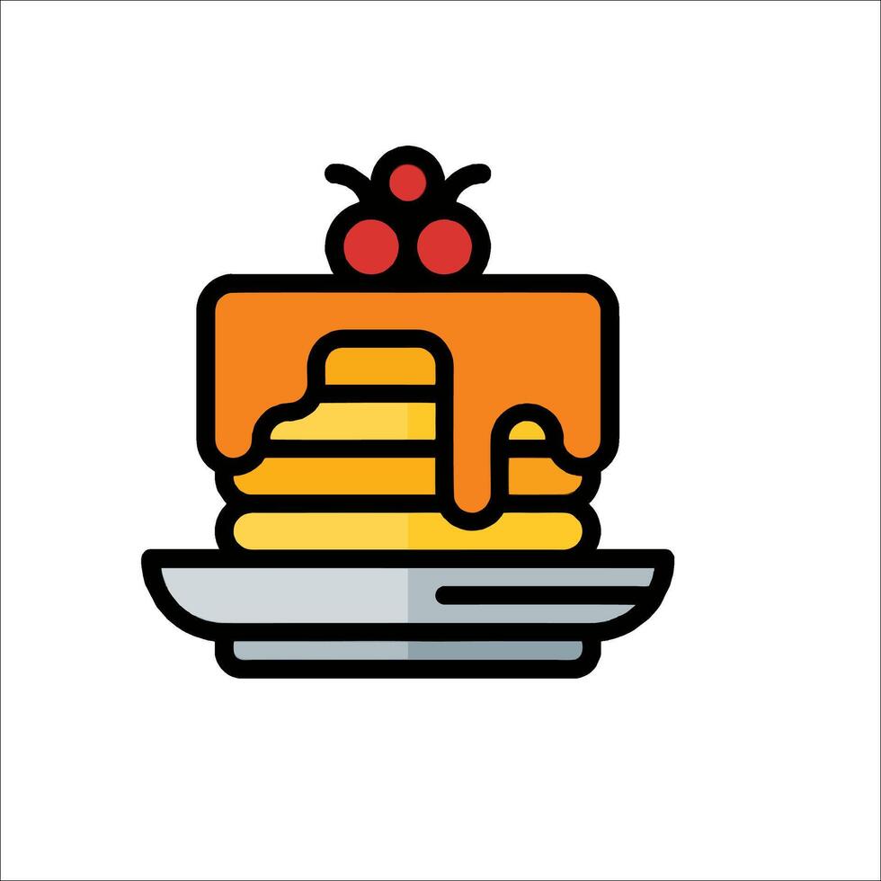Pancakes icon with cherry on top vector
